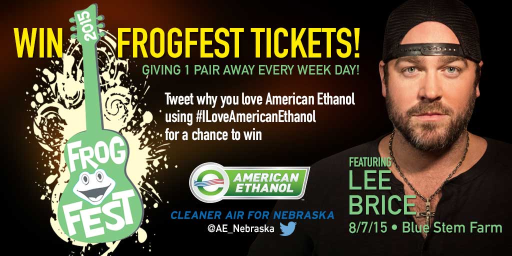 Want to win tickets to see Lee Brice at Frog Fest in Crete, NE? Follow @AE_Nebraska!