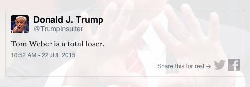 What's almost as great as being insulted by the real Donald Trump? The <a href="/TrumpInsulter/">Donald Trump Insults</a>! ti.me/1gMq6Df