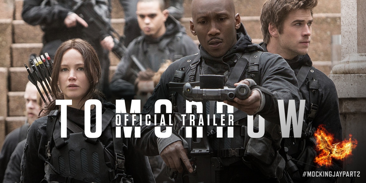 TheHungerGames's tweet photo. Are you ready? The official #MockingjayPart2 trailer arrives TOMORROW! http://t.co/Bjg08h3bfH