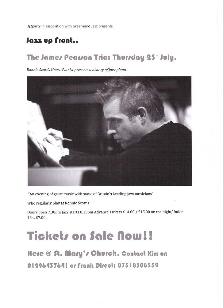 New to St Mary's is tomorrow night's Jazz evening. Doors open at 7pm and tickets are available on the door.