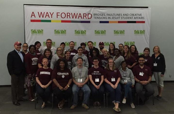 Alanna_Nolan's tweet photo. It has been one week since we took this picture at #Jaspa5! Fordham is still inspired! @jesuitsa http://t.co/g19fD8sWbk