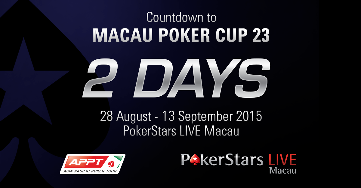 PokerStarsMacau's tweet photo. #MPC23 begins in 2 days! Full schedule at: http://t.co/jqFTrseydW http://t.co/aKtqyxvG1C