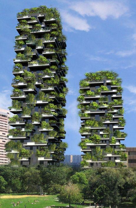 Plant-filled skyscrapers bring 3.5 acres of vegetation to Milan skyline --> bit.ly/1Vv8DPP via <a href="/dwell/">dwell</a>