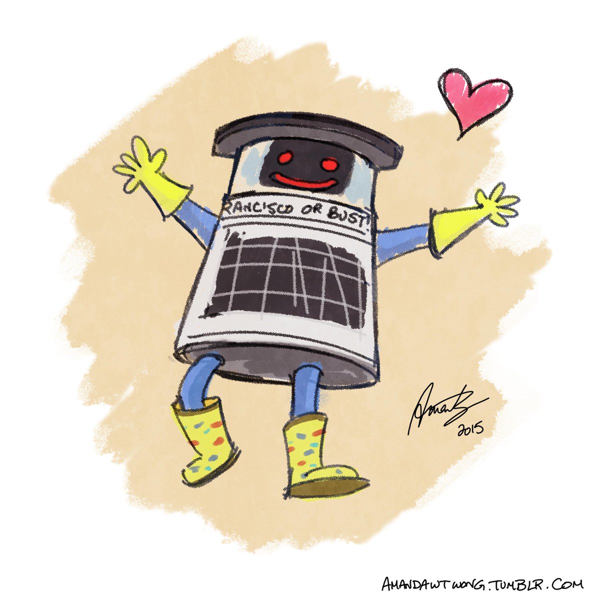 Doodled <a href="/hitchbot/">hitchBOT</a>! I love that little robot. #hitchbot #hitchBOTinUSA #robots #illustration #doodle #drawing #sketch