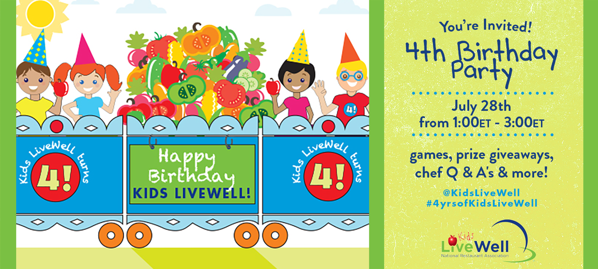 KidsLiveWell's tweet photo. @TantheGRAlady We'd love for you to join us next Tuesday, July 28th from 1-3ET to celebrate #4YrsofKidsLiveWell! http://t.co/UWcQBbEmf6