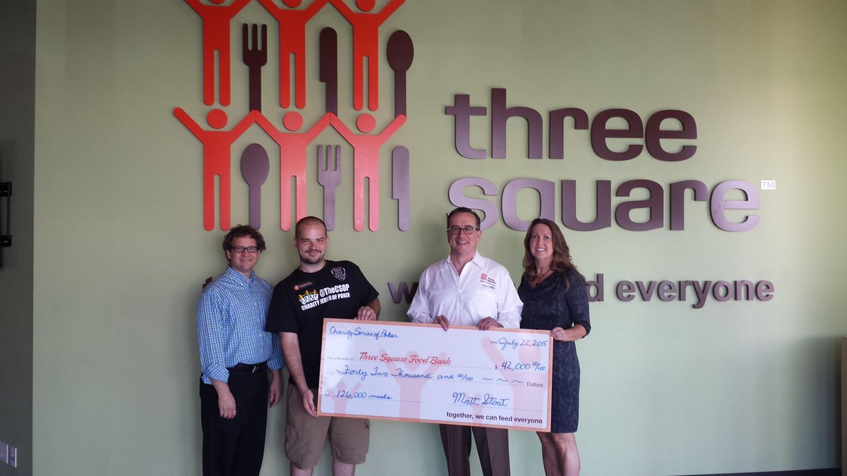 TheCSOP's tweet photo. BIG check has been delivered!

Between buy-ins, rebuys and donations @PH_POKER, we all raised $42K for @threesquareLV http://t.co/HjvEQa04as