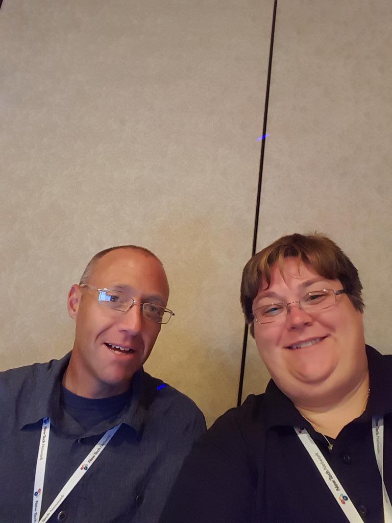 PantherNewTech's tweet image. Selfie day! Crystal Huckabee from PNT in SC and Rex Taylor from Compass Academy in Idaho. #NTAC15