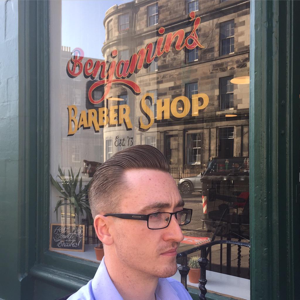 A good ol' fashioned pompadour to end another great day down at Benjamin's Barber Shop! Cheers Ian' 🐗💈✂️