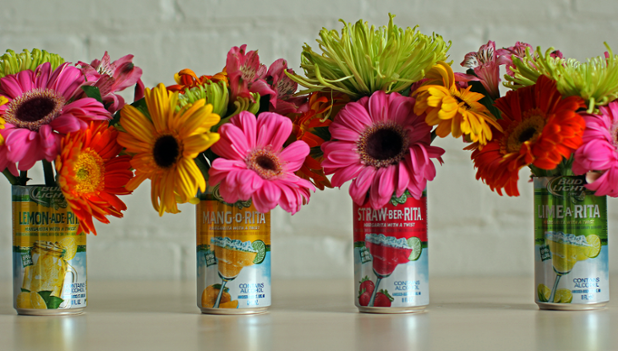 BeerLovesYou's tweet photo. We made these fun crafts by cutting the tops off of empty @TheRitas cans &amp; filling them with flowers! #BeerCraft #DIY http://t.co/qNKNKWWTVK