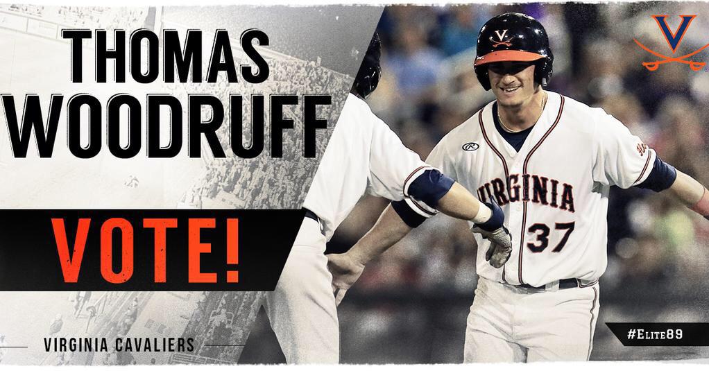 Virginia Baseball (@uvabaseball) on Twitter photo Have you voted for <a href="/TLWoodruff37/">Thomas Woodruff</a> in finals yet? The clock is ticking! #Elite89 on.ncaa.com/Elite89Vote Have you voted for <a href="/TLWoodruff37/">Thomas Woodruff</a> in finals yet? The clock is ticking! #Elite89 on.ncaa.com/Elite89Vote