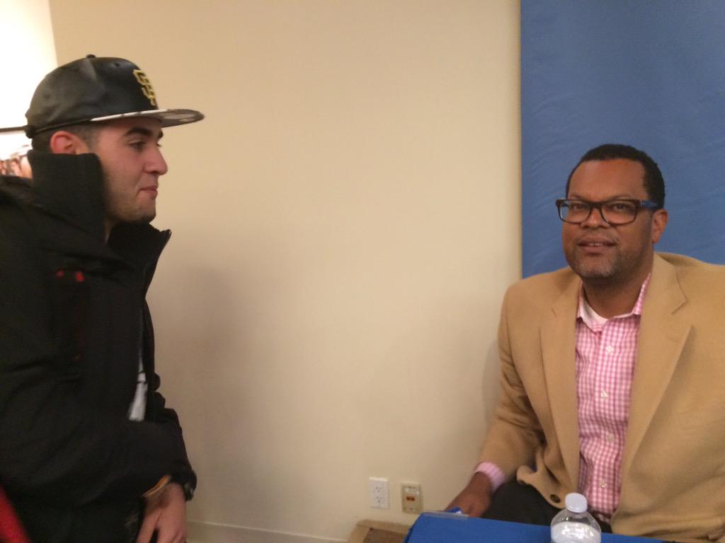 ylinstitute's tweet photo. #youthleader Abdul shares to   @fredblackwelliv about @BLING415 #youthphilanthropy in SF! #quantifyhope @tsff http://t.co/5DAV7WNRUE