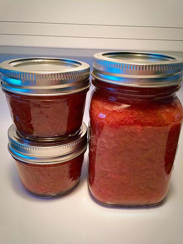 sleepycovetales's tweet photo. Homemade Strawberry/Rhubarb Jam Both fresh picked in the garden yesterday #yummy #jam #justlikenans #newfoundland http://t.co/3jzfGzcmTq