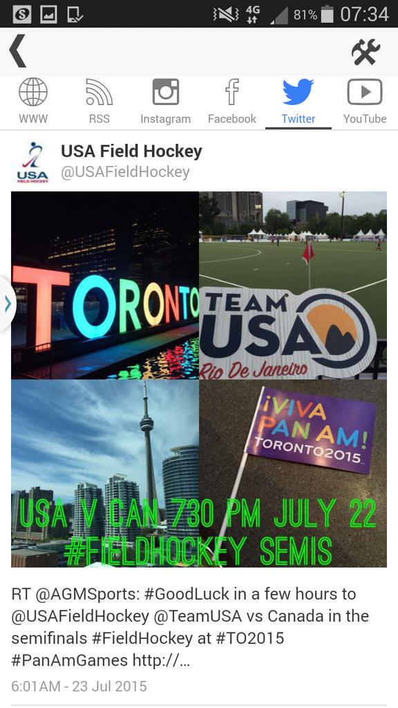 Semi final time at #PanAmGames #fieldhockey  #gameday  <a href="/paigeselenski/">Paige Selenski</a> <a href="/KatieODonnellFh/">Katie Bam (ODonnell) OLY</a> <a href="/kreinp/">Katie Reinprecht</a>