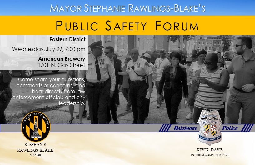 MayorSRB's tweet photo. On July 29th #CommDavis & I will host a Public Safety Forum in the Eastern District. Please join us. #SaferStreets http://t.co/DsCf2xuGhJ