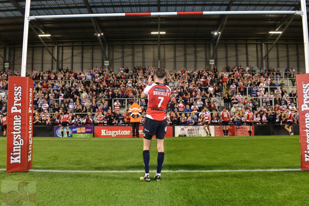 LeighLeopardsRL's tweet photo. Another game, another hat-trick &amp; Man of the Match award. @RyanBrierley takes the cheers from an adoring North Stand! http://t.co/MTE0uCFfv1