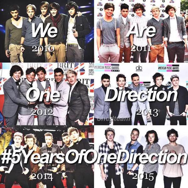 FIVE YEARS DOWN AND FOREVER TO COME 

RT IF YOU LOVE THEM 

#5YearsOfOneDirection