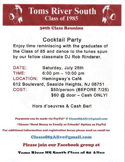 TRSAA1's tweet photo. CLASS OF '85: Last Chance to Save on your Reunion!! DON'T PAY MORE AT THE DOOR!! See pic for details!!! #85ALIVE http://t.co/MlDy9PgM2b