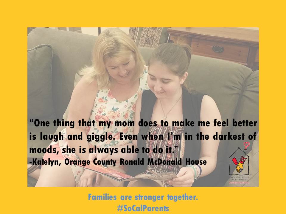 RMHC_SoCal's tweet photo. Does your mom rock?! @RonaldHouseOC guest, Katelyn, shared why she thinks her mom is the best. #SoCalParents. http://t.co/zAMwkntzQp