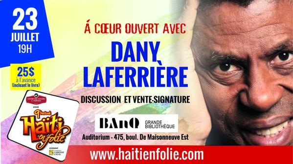 Fabiennecolas's tweet photo. 9eFestival @HaitiEnFolie jeudi 23 juil 19h: À coeur ouvert avec Dany Laferrière- Discussion... http://t.co/aJOxkULkMD http://t.co/jpxtCN5r6I