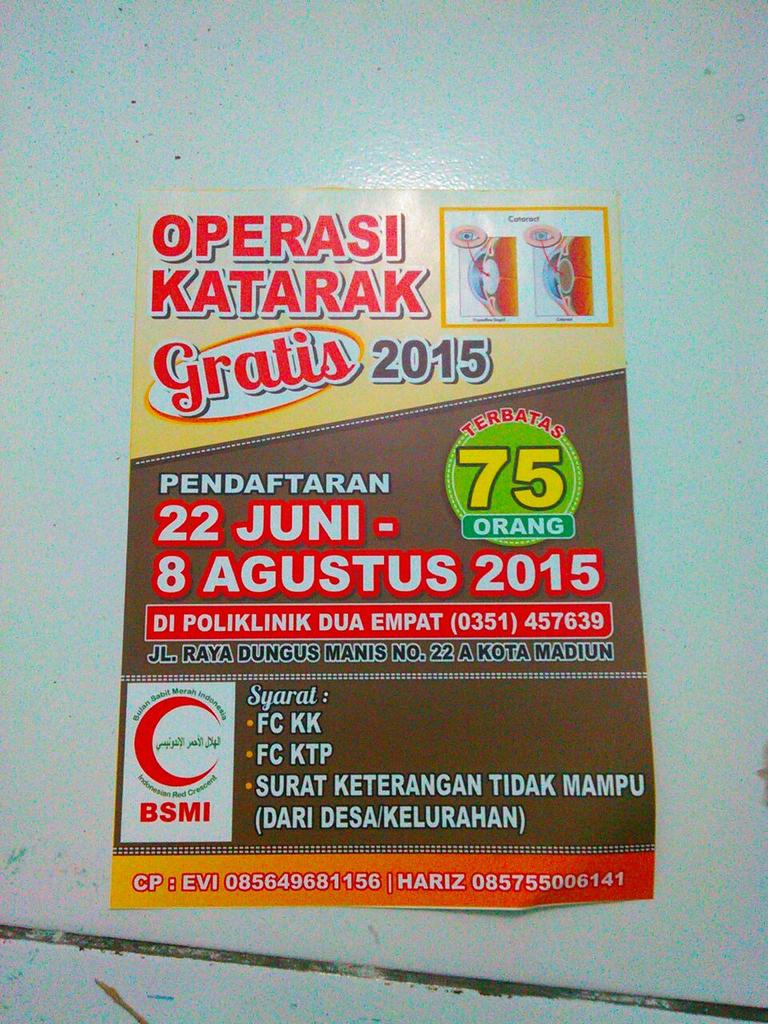 bsmilovers's tweet photo. Operasi katarak grastis utk karisidenan madiun
#BSMIbaktiuntuknegeri
@BSMIJatim @DPN_BSMI @gusipul4 @pakdekarwo1950 http://t.co/pMTnV7hrqC