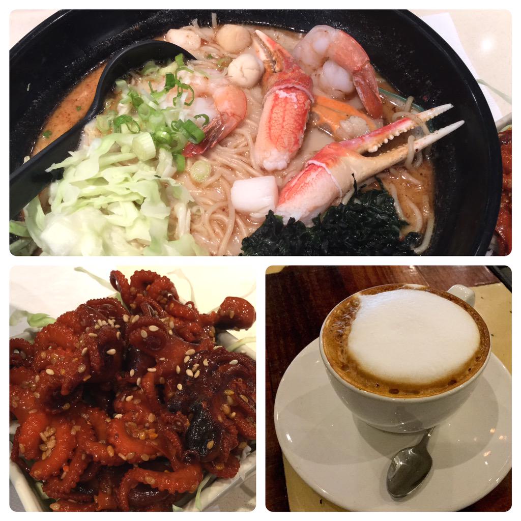 CorvinBirdy's tweet photo. Birdie spoiled himself after work with ramen and nice coffee. Wish I had someone to share it with. #singlebird http://t.co/oWYzOvw70X