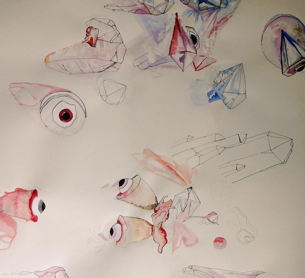 LucidaLabCollab's tweet image. Lucida Lab automatic drawing session yesterday = eyeballs and crystals #WIP #drawing #artlife