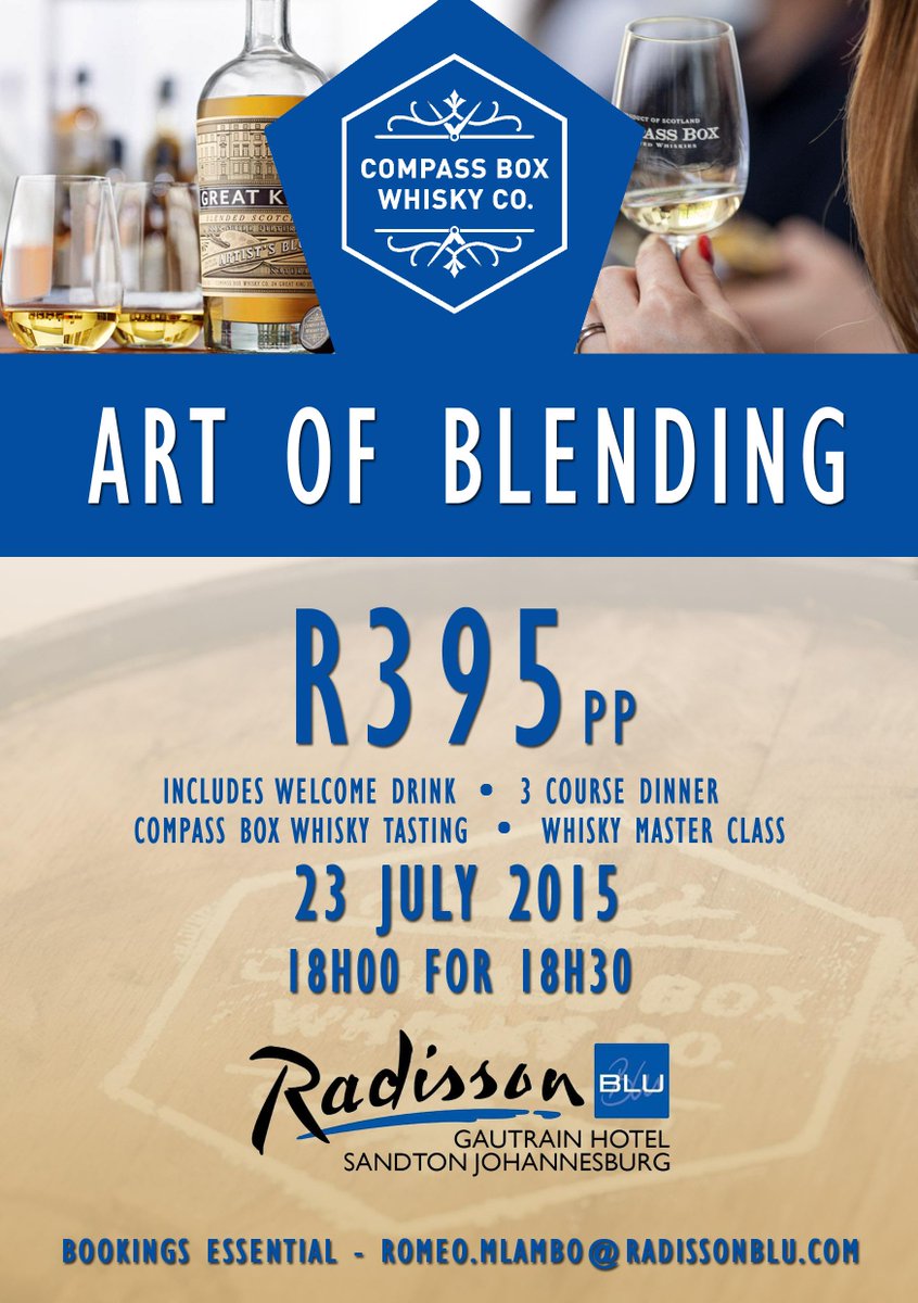 Liquidity_SA's tweet photo. Only a few seats open @ @RadBluGautrain for tonight's @CompassBox #Whisky #BlendingMasterclass. BOOK NOW! http://t.co/nVDfpH7N6s