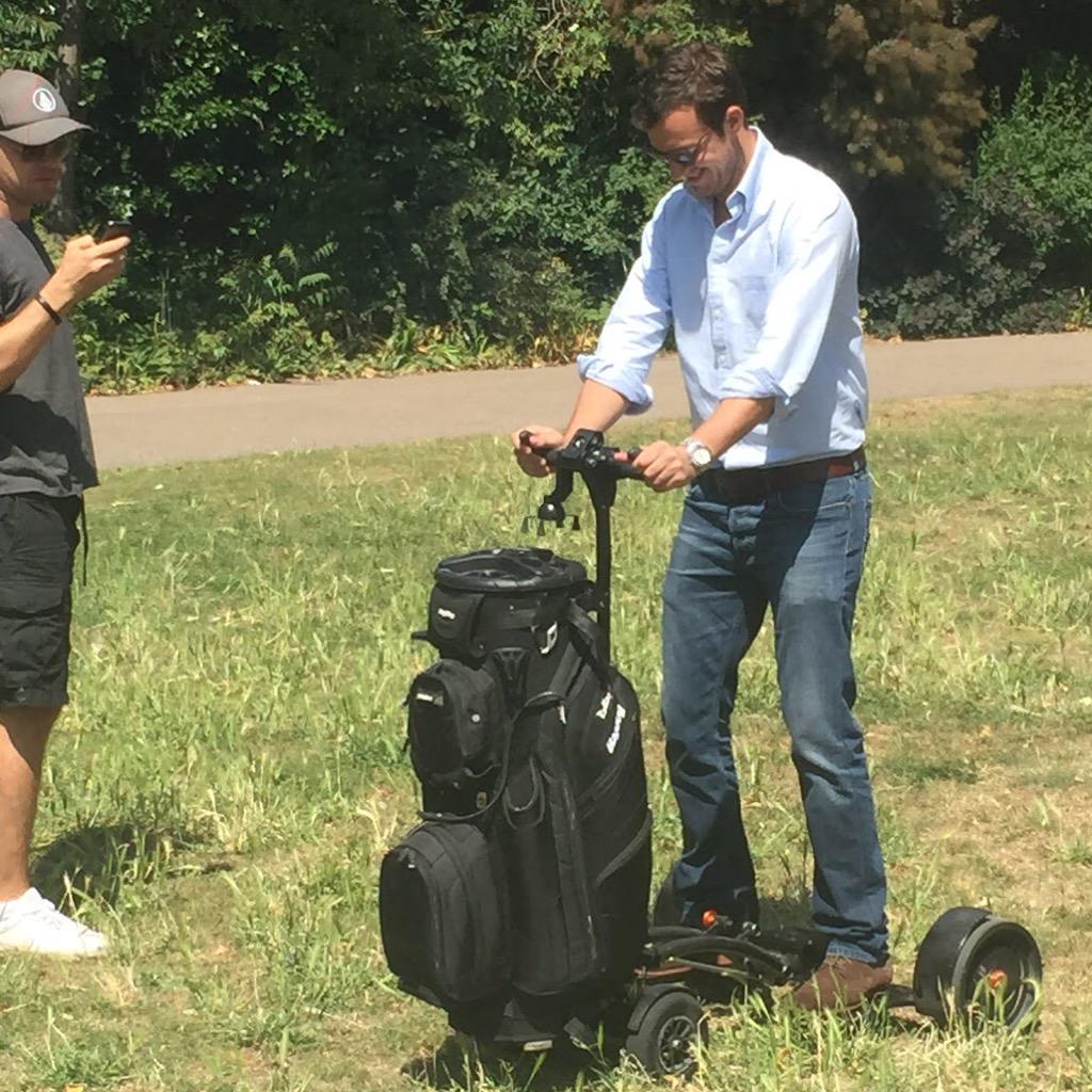 Arnolddutoit's tweet photo. Soon! Big news with the @NeckerOpen chaps and @RolleyGolf here we are on @richardbranson personal ride ⛳️ #theopen http://t.co/b0bl2UDXVJ
