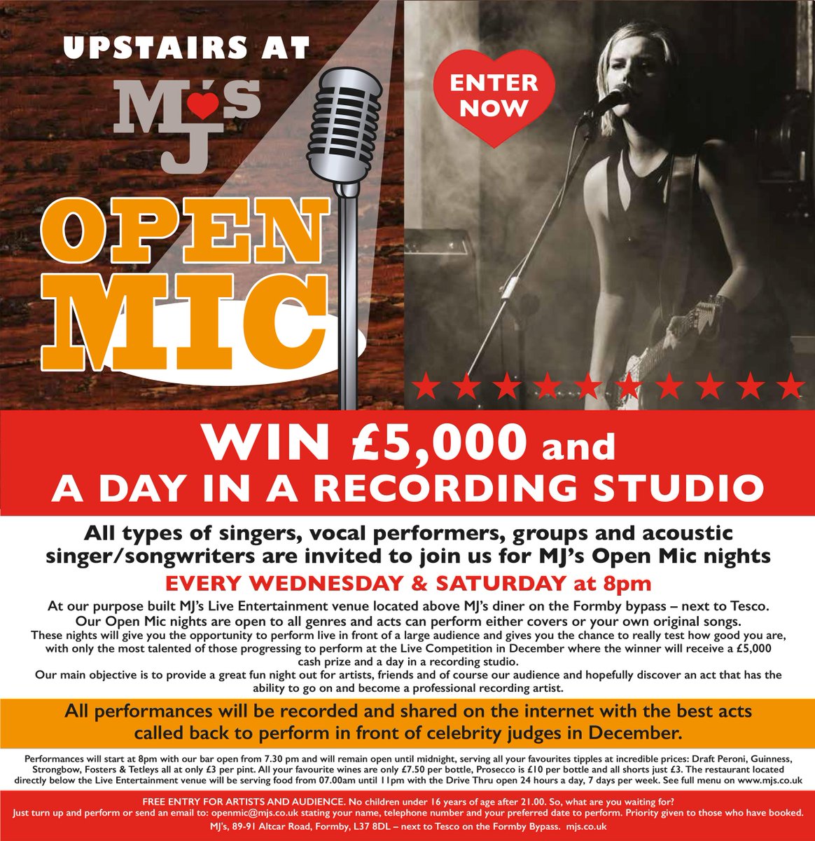 MJS_FORMBY's tweet image. Who came down to our open mic night last night? Did you know you could win a £5,000 prize for performing?!