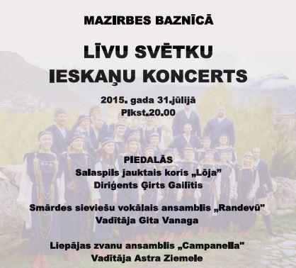 "Mazirbes draugu kopa" 31.07. ielūdz uz Līvu svētku ieskaņu koncertu Mazirbes baznīcā. ej.uz/mazirbe_koncer…