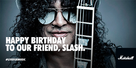 An icon of guitar and style. Happy birthday to our top hat wearing friend, Slash 