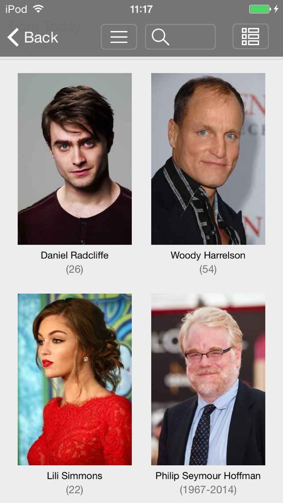 HAPPY BIRTHDAY Daniel Radcliffe Woody Harrelson Lili Simmons Philip seymour Hoffmann(Rip) and kathryn Hahn 