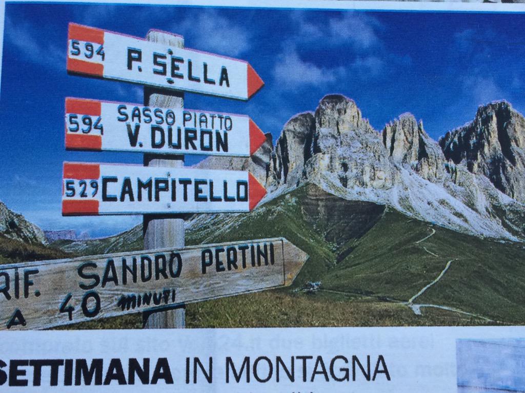 #DonnaModerna fa #pubblicita alla #ValdiFassa.. Cosa volere di piu? #sassopiatto #valduron #passosella
