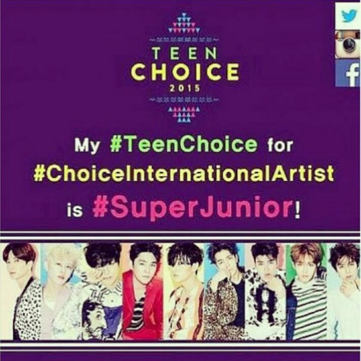 SHYJ702's tweet photo. My #TeenChoice for #ChoiceInternationalArtist is #SuperJunior! http://t.co/ZXaixJ21LF
