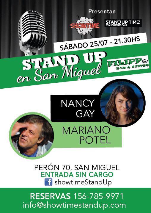 SAN MIGUEL!! Sábado 21:30 hs hay #StandUp en #Filippo (Av. Perón 70) con <a href="/marianopotel/">Mariano Potel</a> y @NancyGay1