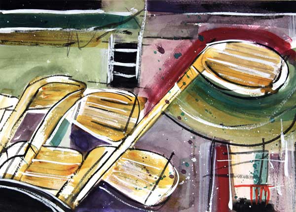 timrossfineart's tweet photo. This is a watercolor painting by Tim Ross.  Title: "Clattering Clubs"  http://t.co/gvr2hWyUk5 http://t.co/TyRZfyVNT8