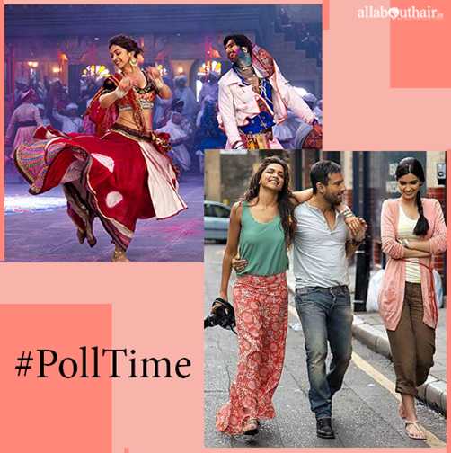 allabouthairIn's tweet photo. Which avatar of Deepika Padukone takes your breath away? RT for Ram Leela &amp; Favorite for Cocktail. #PollTime http://t.co/RUhVs5bCsw