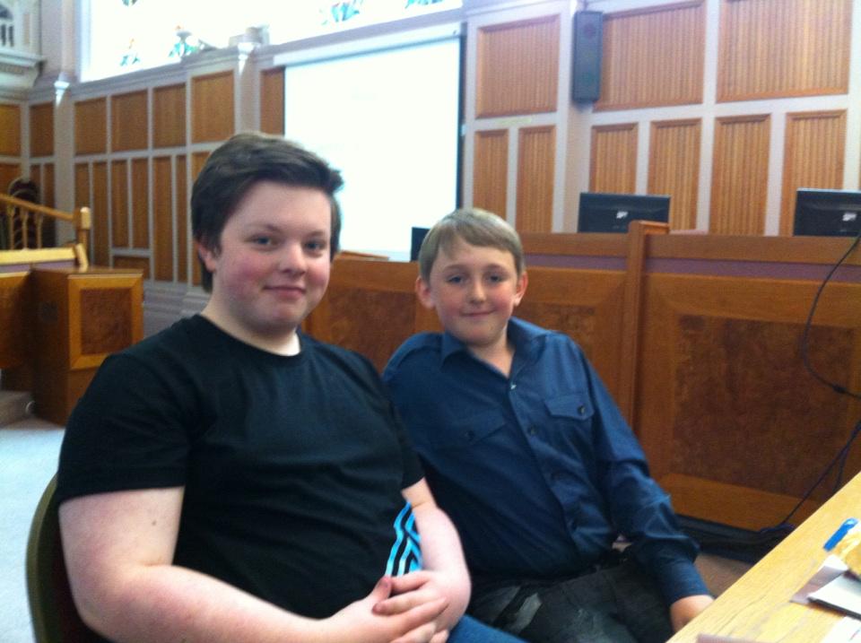 @WiganCouncil Tom & Tyler at info session about #UKYouthParliament today at town hall