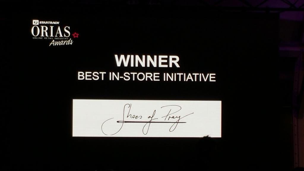 Penny_Aus's tweet photo. Congrats to @jodiefox &amp; @shoesofprey on winning 2 awards at #STORIAS15 tonight #onlineretail http://t.co/uEOoz2XIMw