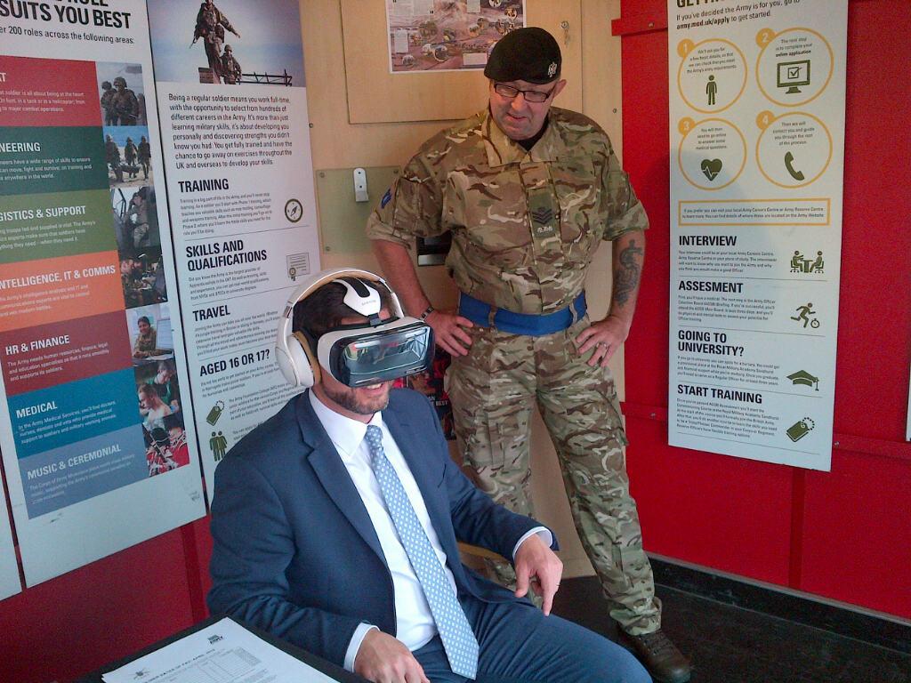 WalesOffice's tweet photo. .@scrabbmp experiencing 360 virtual experience at @Army_Wales stand #RWAS15 http://t.co/4trSqNcKBv
