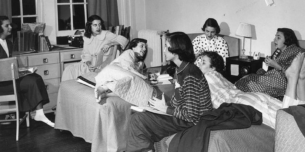 KappaKappaGamma's tweet photo. Members of @IotaKappaDPU in 1951 having a "gab-fest." This photo appeared in the February 1951 The Key Magazine. #TBT http://t.co/owFfhuV8jC