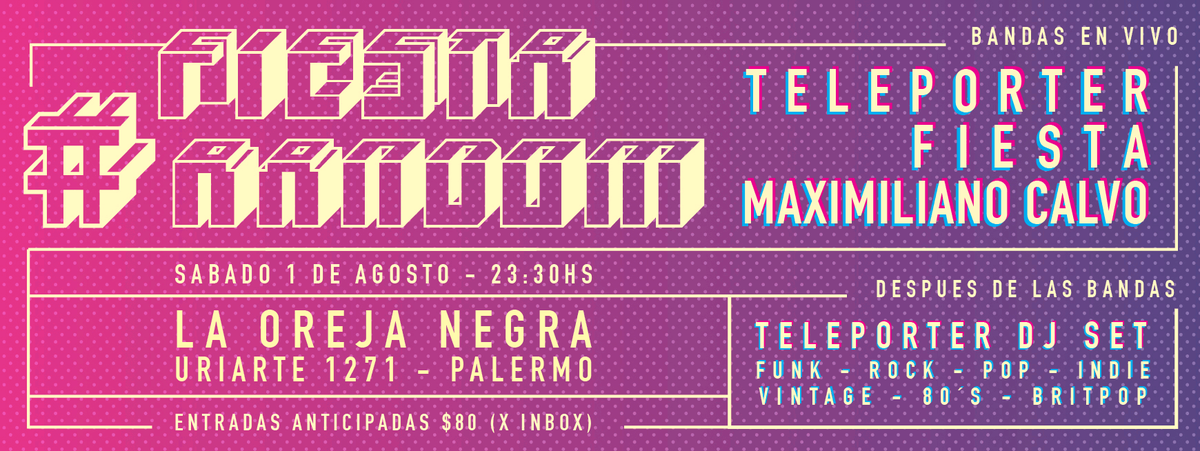 teleporterrock's tweet photo. SAB 1/8 en vivo en la #FiestaRandom junto a @yaesunafiesta y @Maxintrep en @LaOrejaNegra https://t.co/VRyHuuBEnf http://t.co/8Vo4DIZNE2
