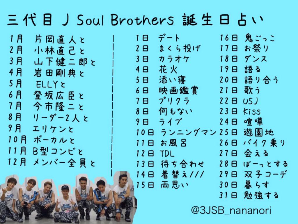 タカノりんご ユズ Ar Twitter 三代目 J Soul Brothers 誕生日占い は要望があれば作ります Http T Co b7fx0mi5