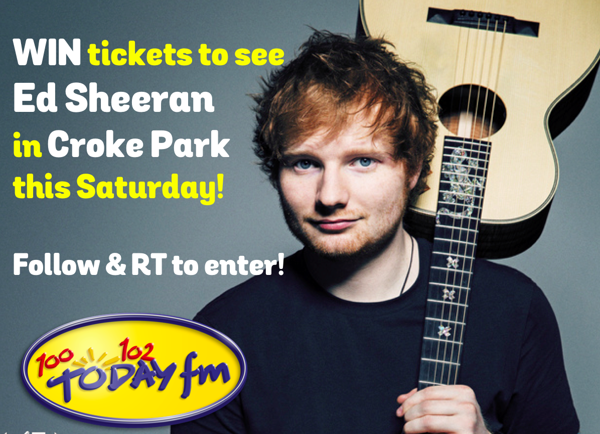 TodayFM's tweet photo. Any #EdSheeran fans out there?! 

We're GIVING AWAY tickets to see Ed in Croke Park this Sat!

Follow &amp; RT to enter!
http://t.co/3gHfnSpx0w