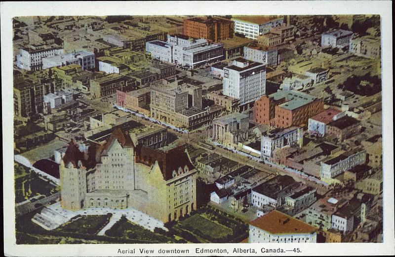 PlanEdmonton's tweet image. All this talk ab #yegdt- here's a pic of where we've come from! Downtown, c. 1920-40 (Peel's Prairie Archives) #tbt