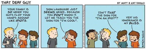 audio_a11y's tweet photo. For those using #foreheadpeacesign, be aware that it means #iamstupid in #ASL /#signlanguage #deaf http://t.co/1R7Bt4oY0w