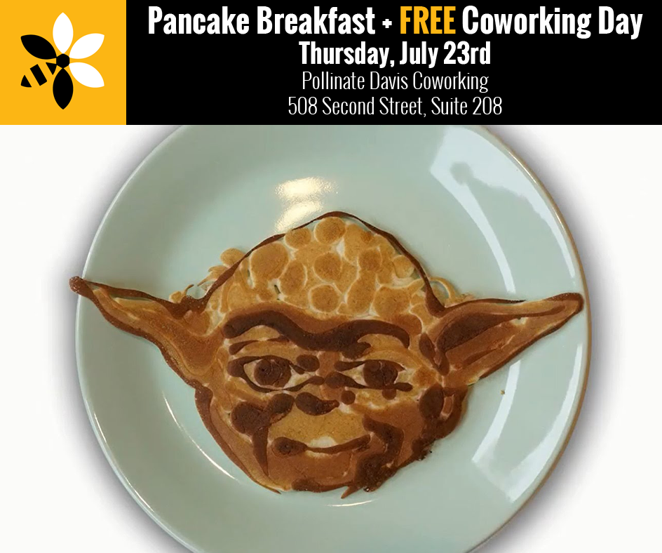 PollinateDavis's tweet photo. Come on down to Pollinate Davis this morning from now until 11am for free pancakes, coffee, and coworking! http://t.co/RKh4Z9dCsH
