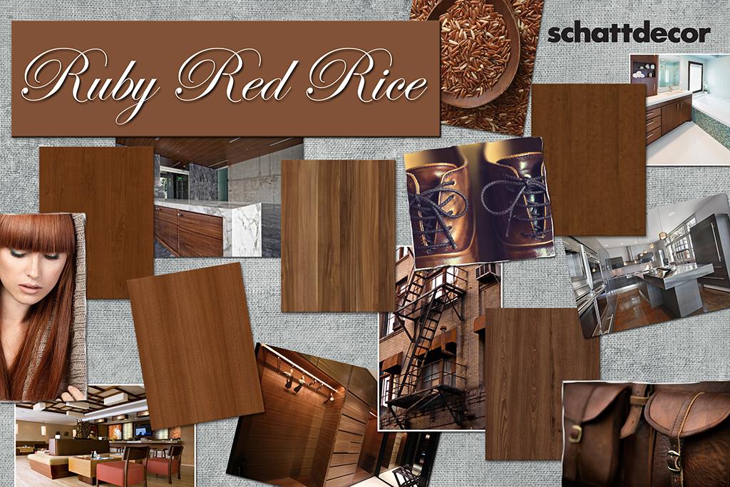 SchattdecorInc's tweet photo. Color of the Quarter: Ruby Red Rice - a dark red brown with a slight retro feel #color #TheRawEssentials #laminate http://t.co/fLomeQbt1q