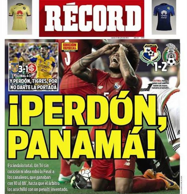 Deadspin's tweet photo. Even in Mexico, they're admitting last night's Gold Cup win was horseshit: http://t.co/9ROUIUOGdP http://t.co/Chkkj7L06q