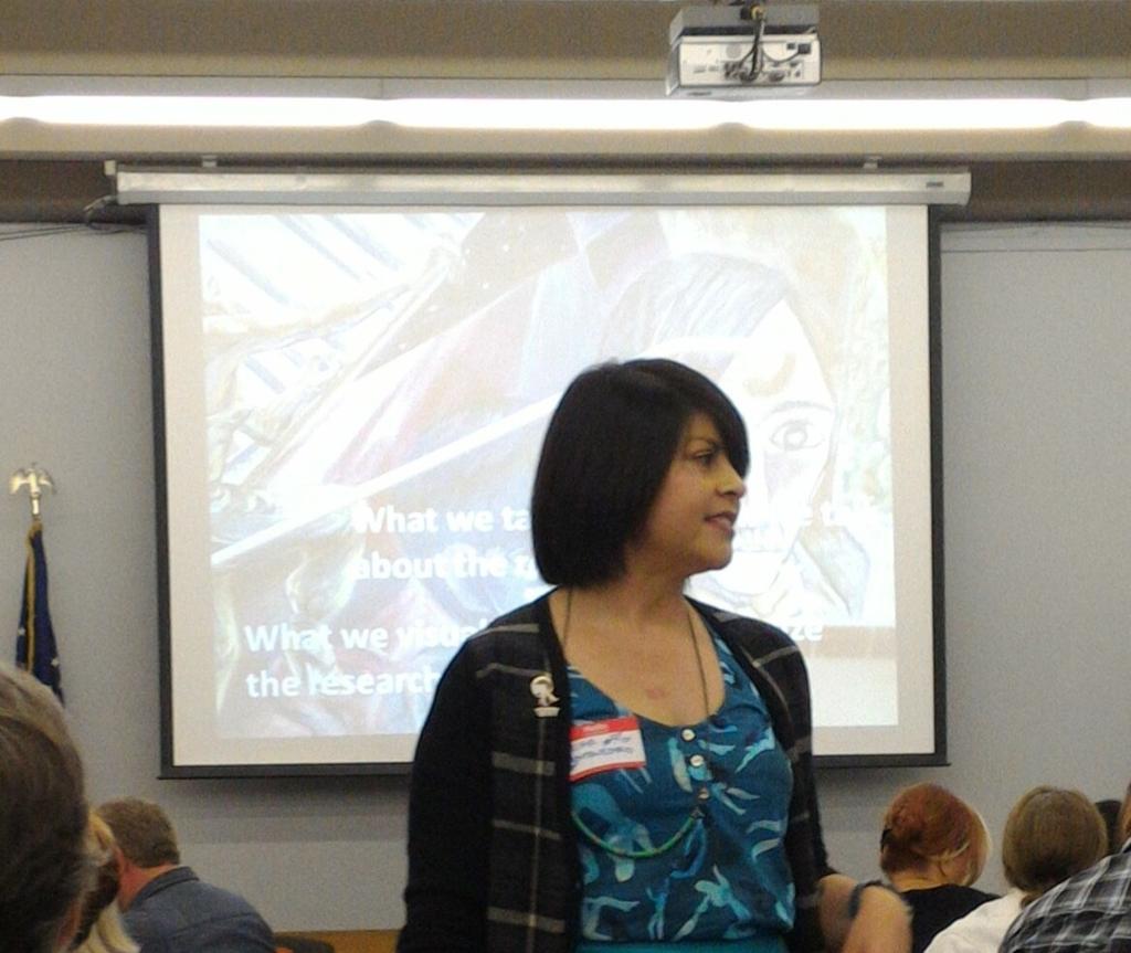 throughthe_veil's tweet image. Erika Montenegro: Using a mural to help students immerse themselves in the research process. #ILInstruction